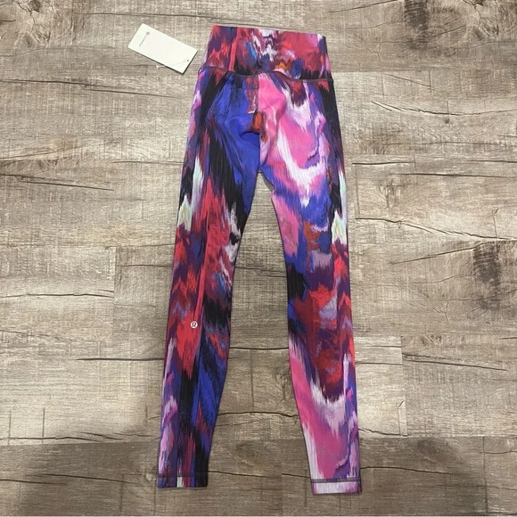 NWT!! Lululemon Wunder Train High-Rise Crop 23" - Digital Current Pink Multi - 2 - Picture 7 of 9